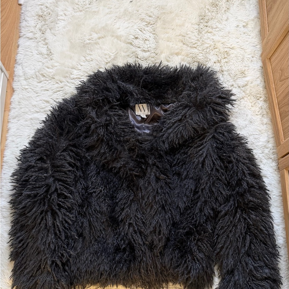 Worthington Gray Faux Fur Jacket with Satin Lining